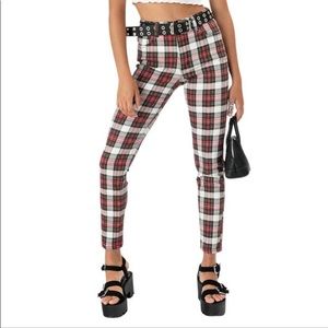 Adika red plaid jeans. Sammi skinny pant